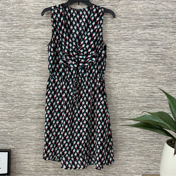 🌸BeBop Bird Print Sleeveless Dress - Size L - Black with Teal & Pink Birds - Picture 1 of 7
